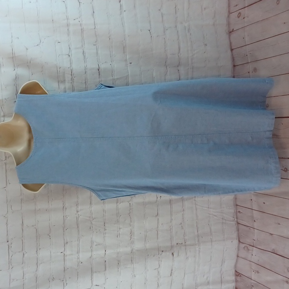 bjs light blue cotton beach shift dress fish umbrella pockets nautical l - Picture 7 of 14